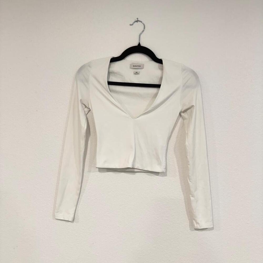 Babaton aritzia xxs seamless white long sleeve top